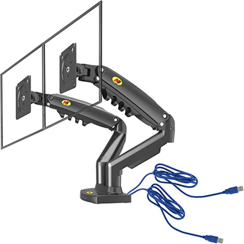 Support De Bureau Pour 2 Ecrans PC LCD à LED De 17"-30" Noir