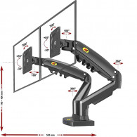 Support De Bureau Pour 2 Ecrans PC LCD à LED De 17"-30" Noir