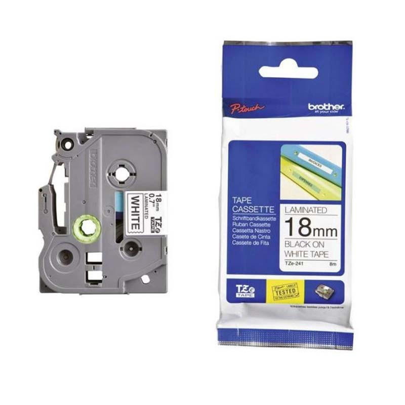 Cassette à Ruban Brother TZ241 18 mm - Noir & Blanc Cassette à Ruban Brother TZ241 18 mm - Noir & Blanc