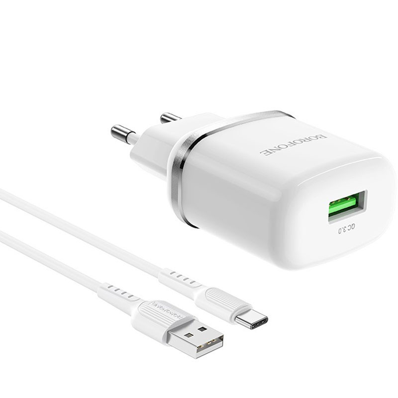Chargeur Borofone BA36A 1 Port USB Vers Type-C - Blanc Chargeur Borofone BA36A 1 Port USB Vers Type-C - Blanc