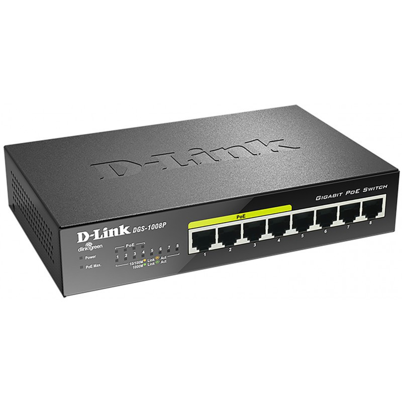 Switch De Bureau D-Link DGS-1008P/E 8 ports 10/100/1000 - Noir