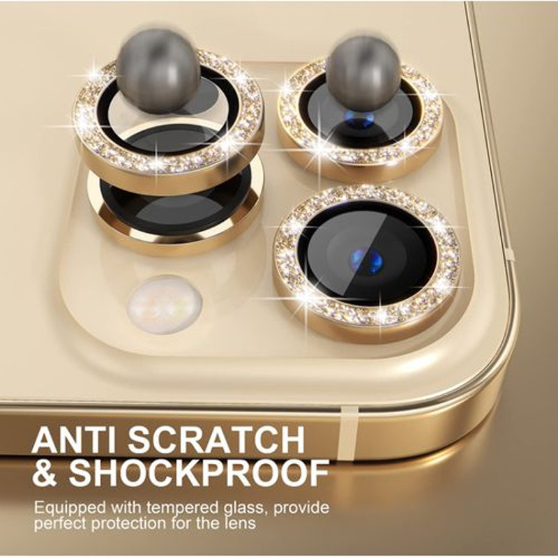 Protecteurs d'objectifs camera Pour iPhone 12 Pro Gold Brillant