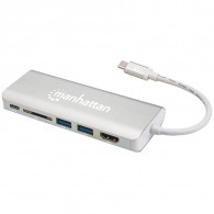 Adaptateur Multi ports Manhattan 152075 USB-C Super Speed - Argent