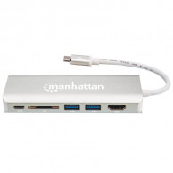 Adaptateur Multi ports Manhattan 152075 USB-C Super Speed - Argent
