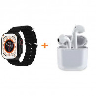 Montre Connectée W26 Ultra Série 8 + Airpods + 2 Ceintures - Noir