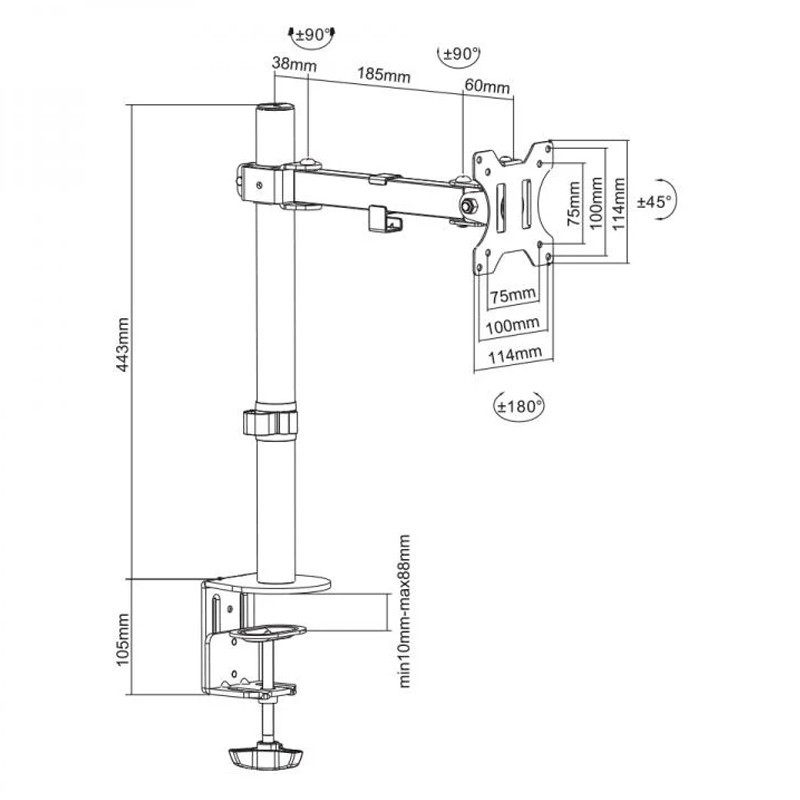 Support De Bureau SBOX LCD-351/1 Pour 1 Moniteur LCD 13"- 32"