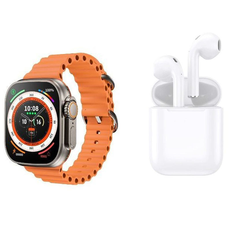 Montre Connectée W26 Ultra Série 8 + Airpods + 2 Ceintures - Orange Montre Connectée W26 Ultra Série 8 + Airpods + 2 Ceintures - Orange