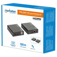 Kit d'Extension KVM HDMI Manhattan 1080p sur IP Noir