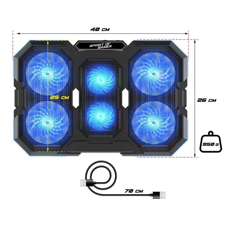 Refroidisseur Pc Portable Spirit Of Gamer Bairblade 700 RGB Noir
