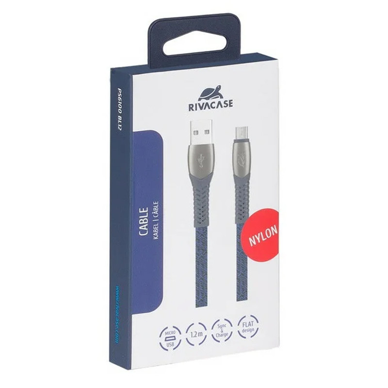 Câble Chargeur RivaCase PS6102 BL12 USB Vers Type-C Bleu