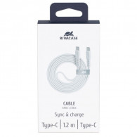 Câble Chargeur RivaCase PS6005 WT12 Type-C Vers Type-C Blanc Câble Chargeur RivaCase PS6005 WT12 Type-C Vers Type-C Blanc