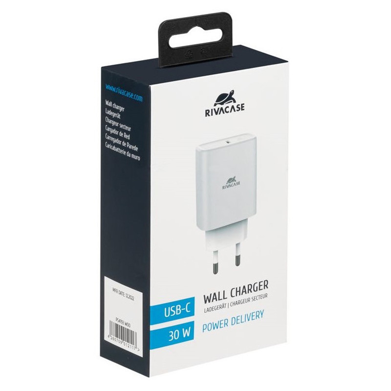 Adaptateur RivaCase PS4193 W00 1 Port Type-C 30W Blanc