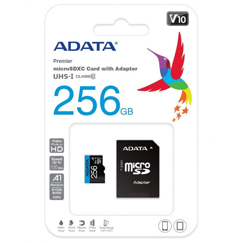 Carte Mémoire Adata 256Go Micro SDXC Class 10 Avec Adaptateur