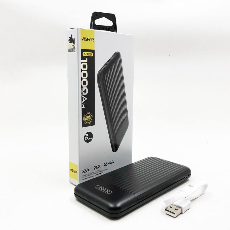 Power Bank Aspor A323 10 000 mAh Noir en Tunisie