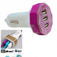 Chargeur Allume Cigare 3xUSB Rose en Tunisie