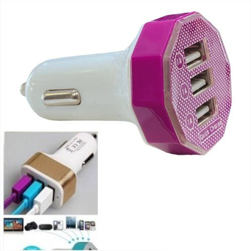 Chargeur Allume Cigare 3xUSB Rose en Tunisie