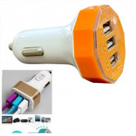 Chargeur Allume Cigare 3 Ports USB Orange