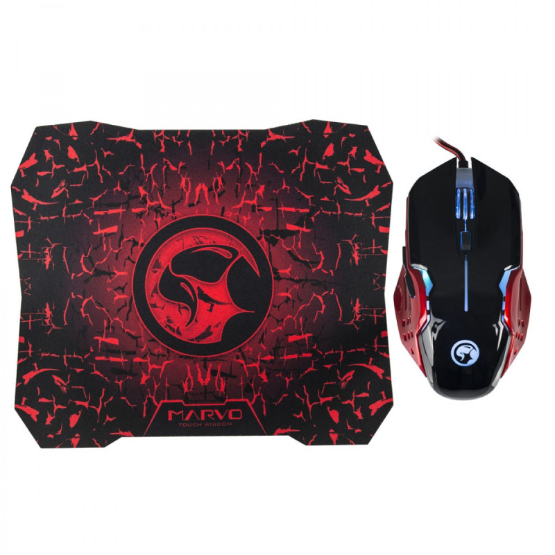 Pack Gaming Marvo M416+G1 Souris avec Tapis Souris Scorpion