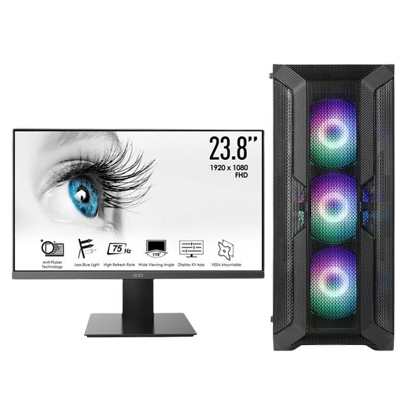 Pc De bureau Gamer Team i3 10Gén 8Go 240Go SSD GTX 1650 + Ecran MSI 24" MP241X En Tunisie