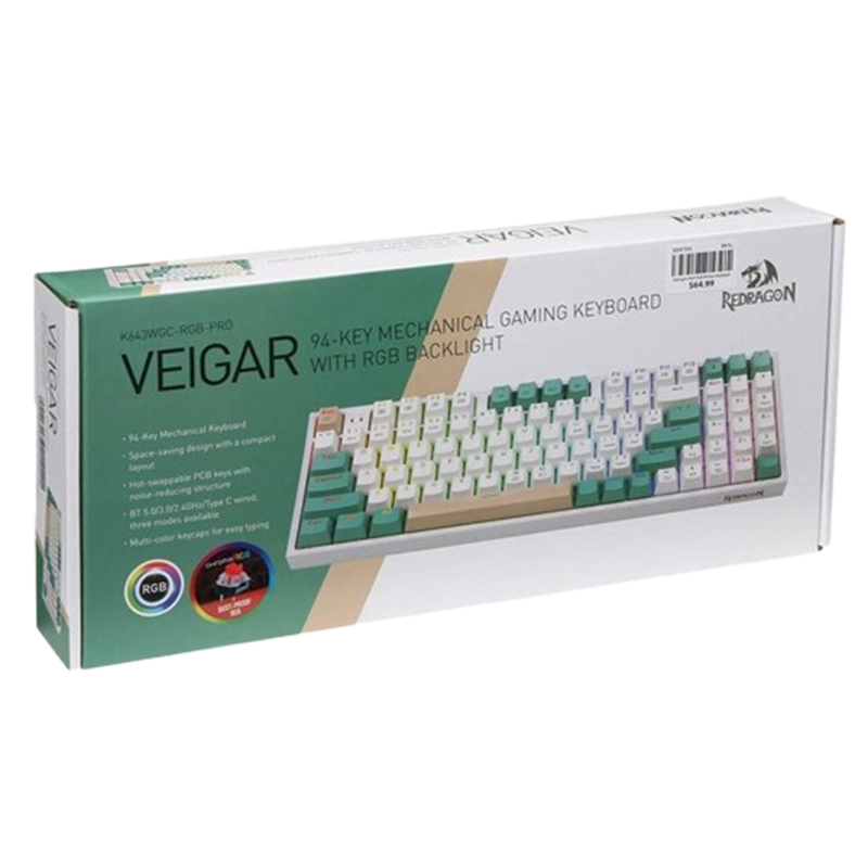 Clavier Gamer Mécanique Redragon Veigar Pro K643GWC RGB En Tunisie