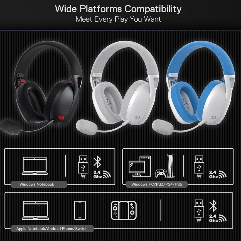 Micro Casque Redragon H848 Bluetooth Sans Fil Noir en Tunisie