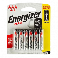 6 x Piles Energizer Max E92 BP4 AAA