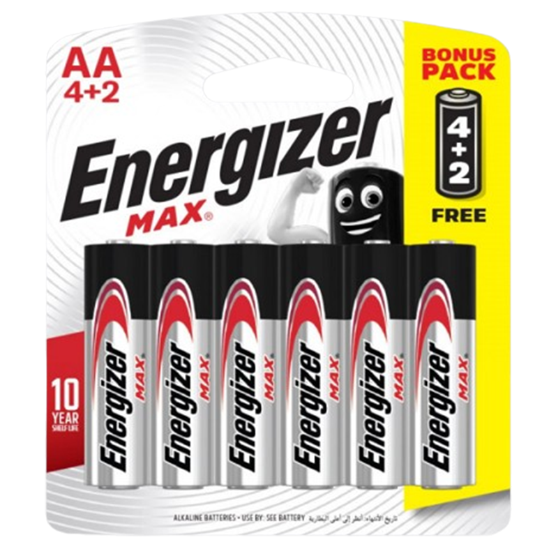 6 x Piles Energizer Max E91 BP4 AA 6 x Piles Energizer Max E91 BP4 AA