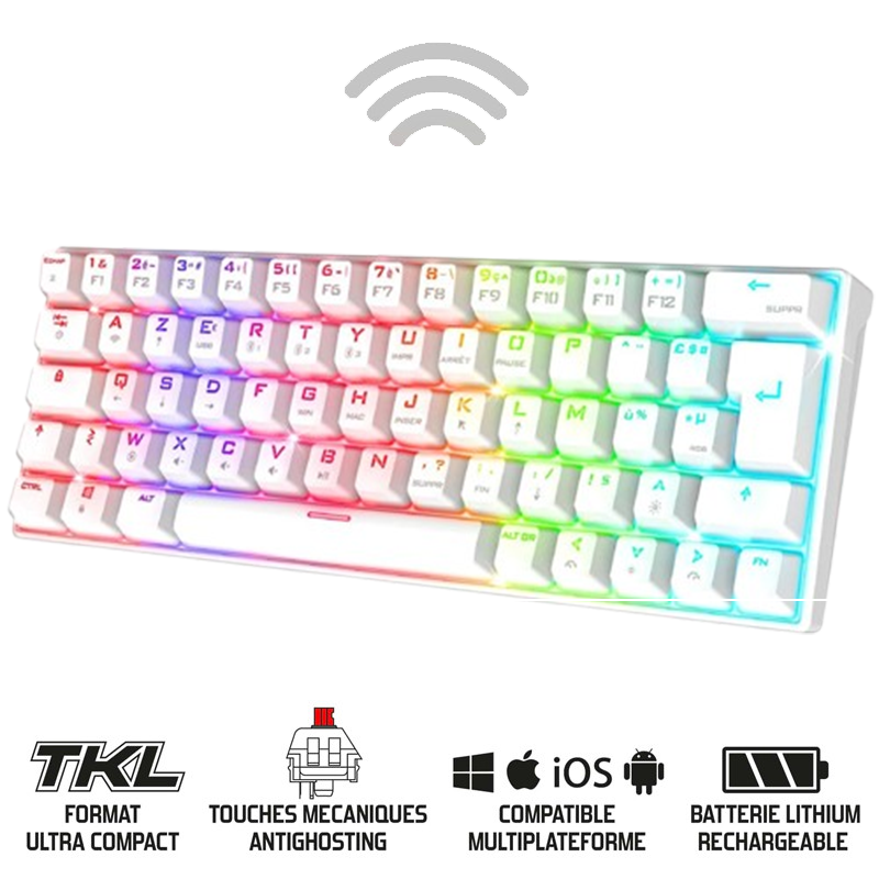 Clavier Gamer Mécanique Spirit Of Gamer XPERT-K200 RGB Blanc En Tunisie