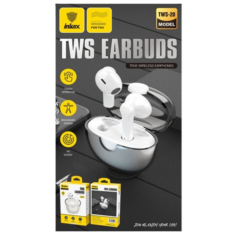 Écouteurs Sans Fil Inkax TWS-20 Blanc En Tunisie