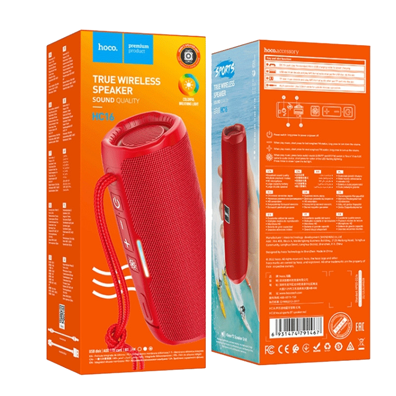 Haut Parleur Bluetooth Hoco HC16 Rouge en Tunisie