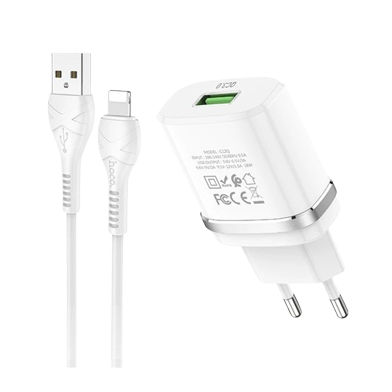 Chargeur iPhone Hoco C12Q 18W Blanc en Tunisie