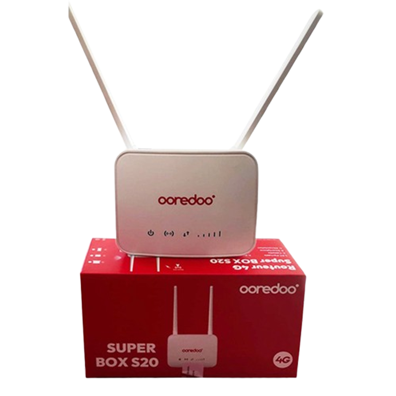 Routeur Wifi Ooredoo 4G Super Box S20 Postpayée 150Go Blanc en Tunisie
