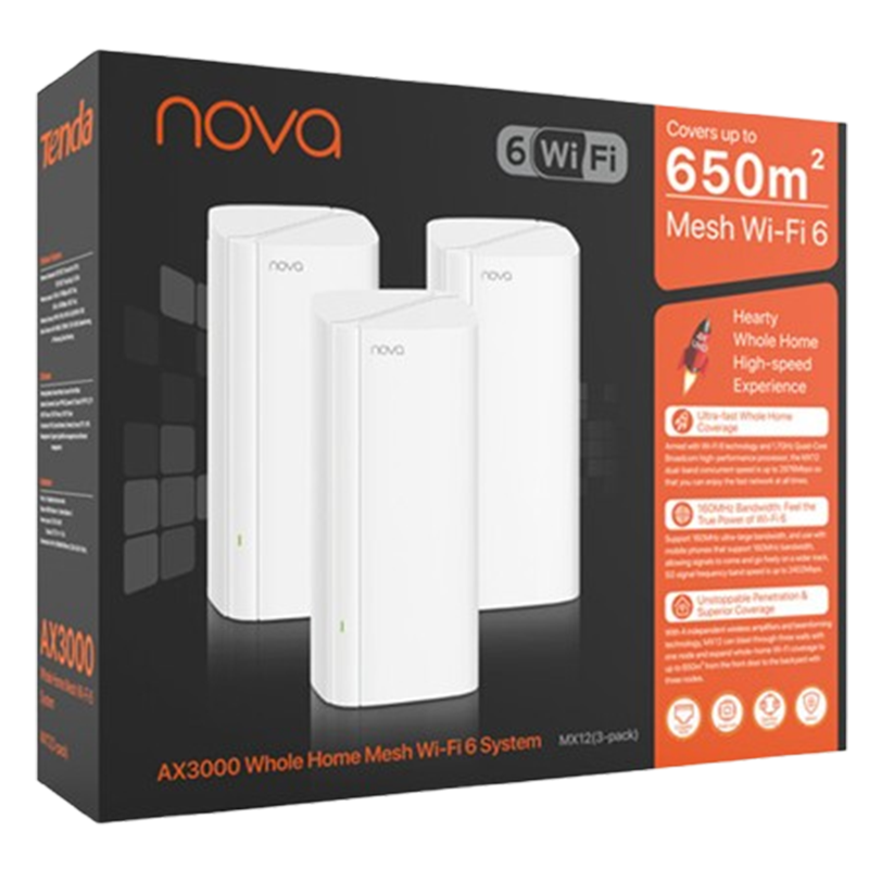 Système Tenda Nova MX12 WiFi 6 Maillé Pour Maison AX3000 Blanc En Tunisie
