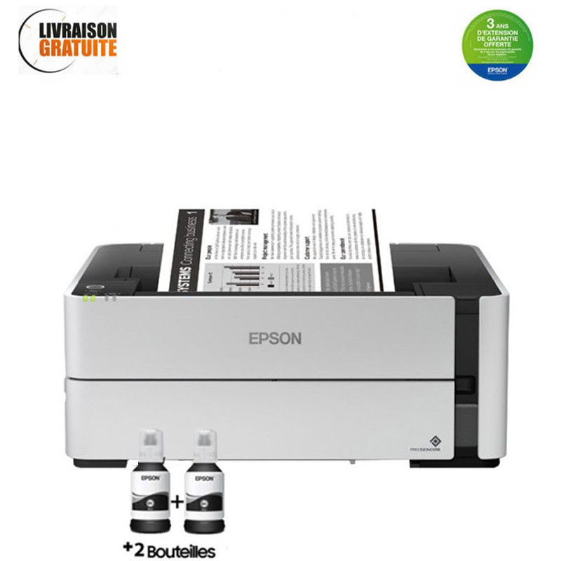 Imprimante Jet D'encre Epson Ecotank ET-M1170 Monochrome WiFi - Noir & Blanc (C11CH44403) Imprimante Jet D'encre Epson Ecotank ET-M1170 Monochrome WiFi - Noir & Blanc (C11CH44403)