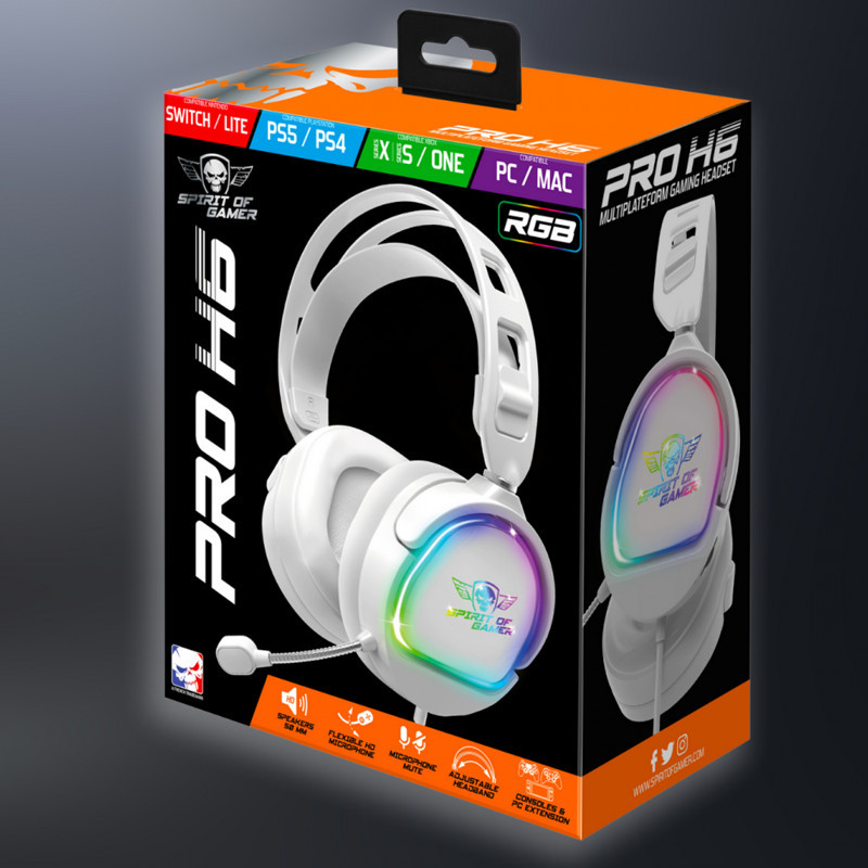 Micro Casque Gamer Spirit Of Gamer Pro H6 RGB Blanc En Tunisie