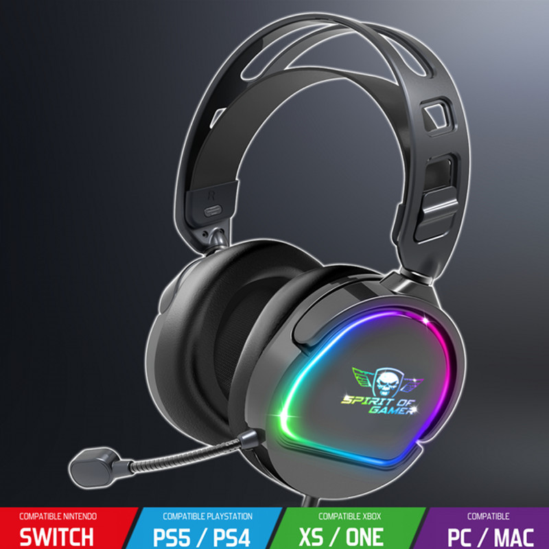 Micro Casque Gamer Spirit Of Gamer Pro H6 RGB Noir En Tunisie