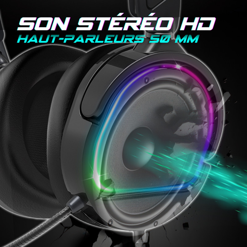 Micro Casque Gamer Spirit Of Gamer Pro H6 RGB Noir En Tunisie