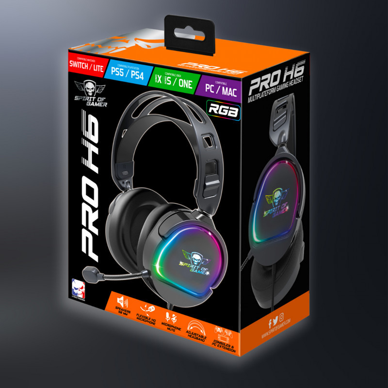 Micro Casque Gamer Spirit Of Gamer Pro H6 RGB Noir En Tunisie
