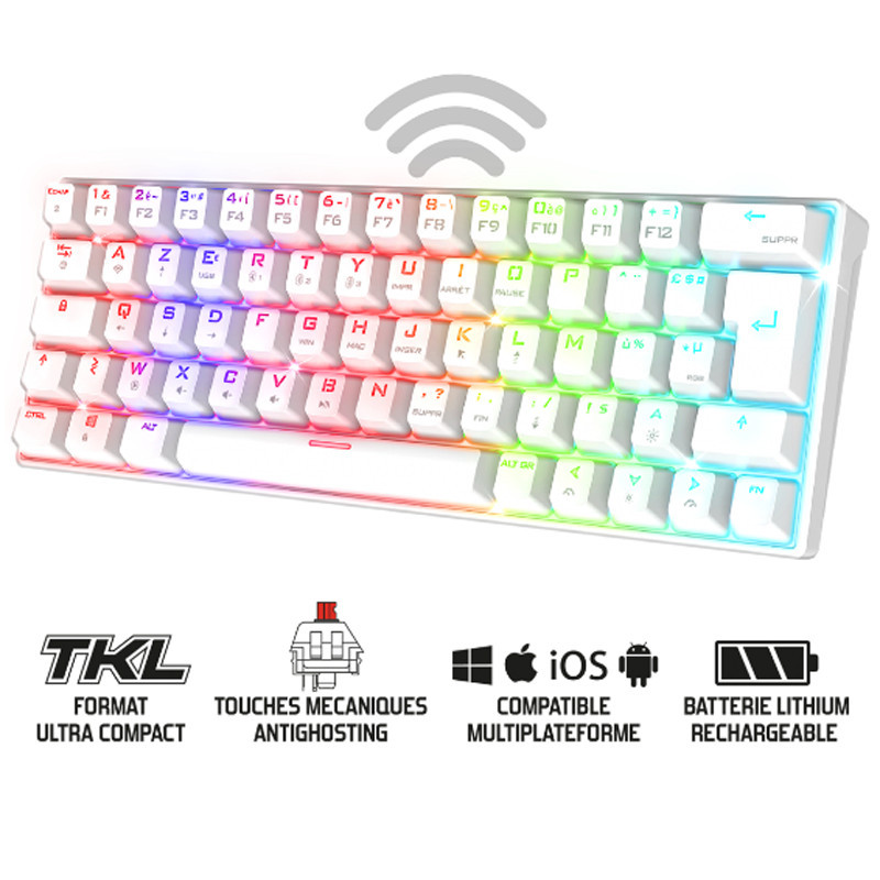 Clavier Gamer Mécanique Spirit Of Gamer XPERT-K200 RGB Blanc En Tunisie