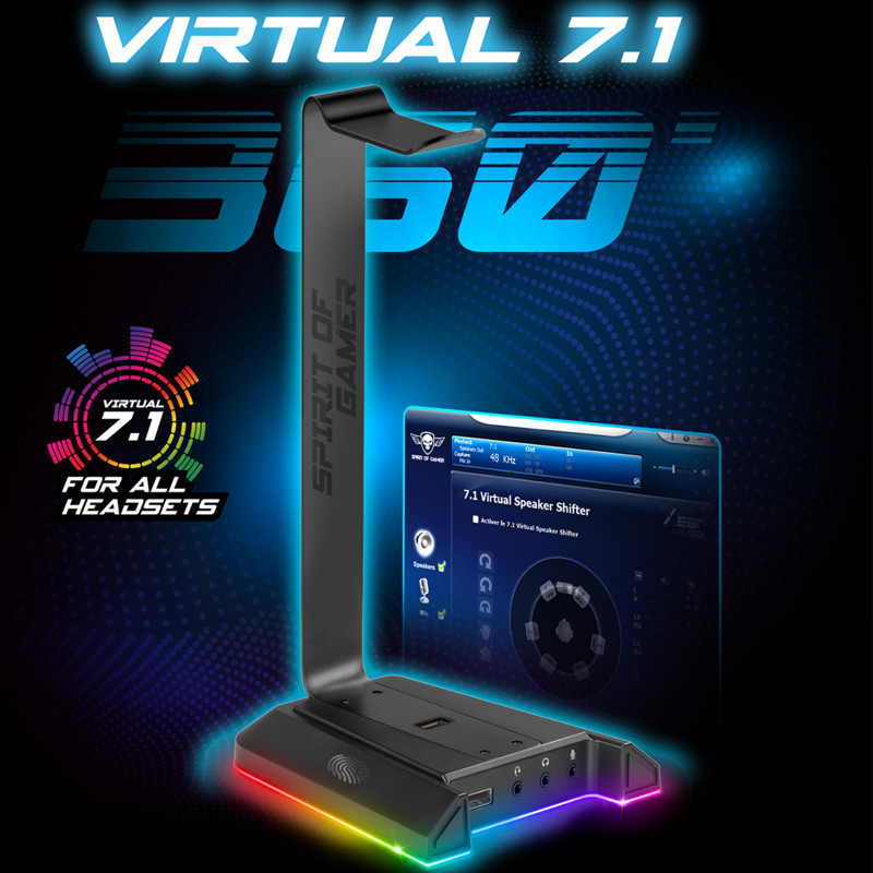 Support de Casque Spirit Of Gamer Sentinel 7.1 RGB Noir En Tunisie