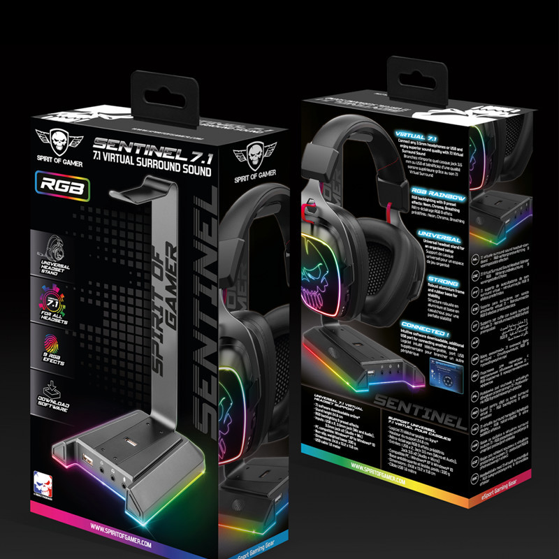 Support de Casque Spirit Of Gamer Sentinel 7.1 RGB Noir En Tunisie
