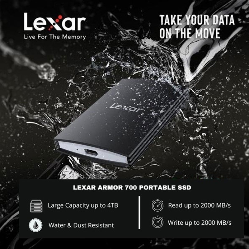 Disque Dur Externe SSD Lexar SL500 1To USB-C 3.2 Noir En Tunisie
