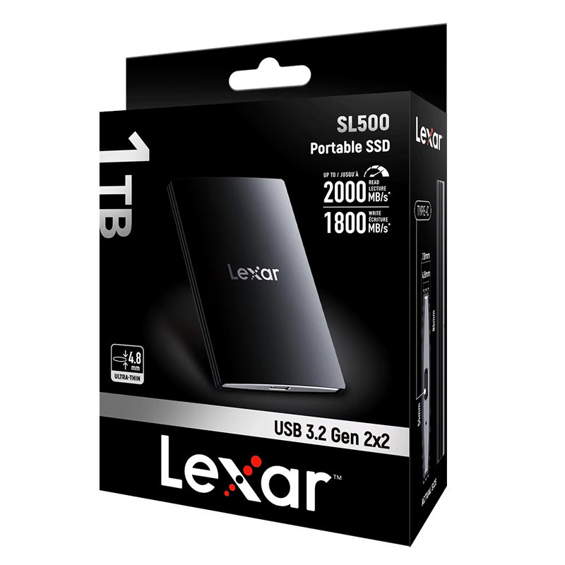 Disque Dur Externe SSD Lexar SL500 1To USB-C 3.2 Noir En Tunisie