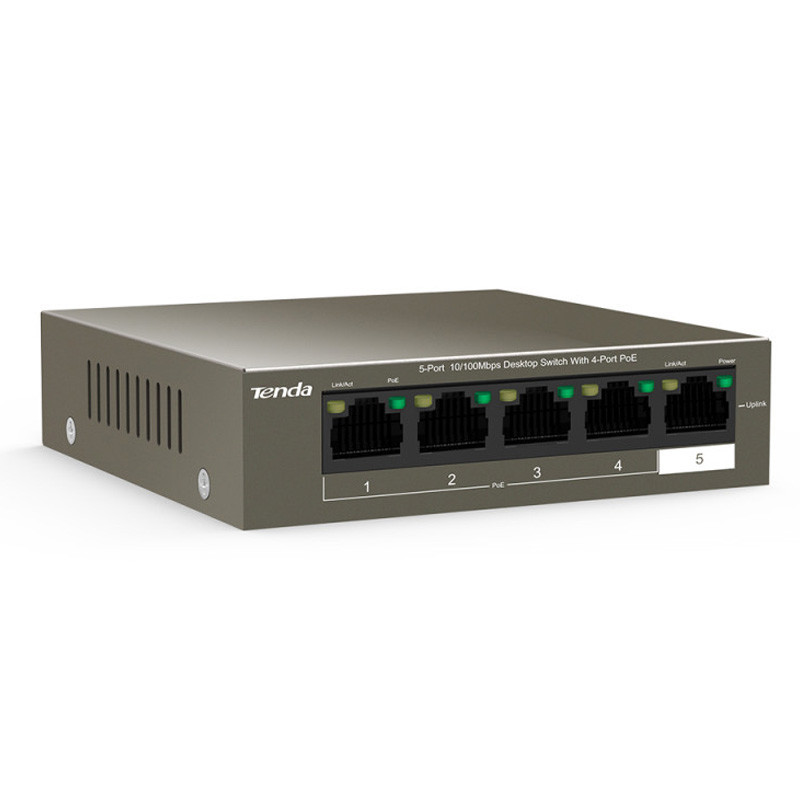 Switch De Bureau Tenda TEF1105P-4-63W 5 Ports 10/100 Mbps Marron en Tunisie