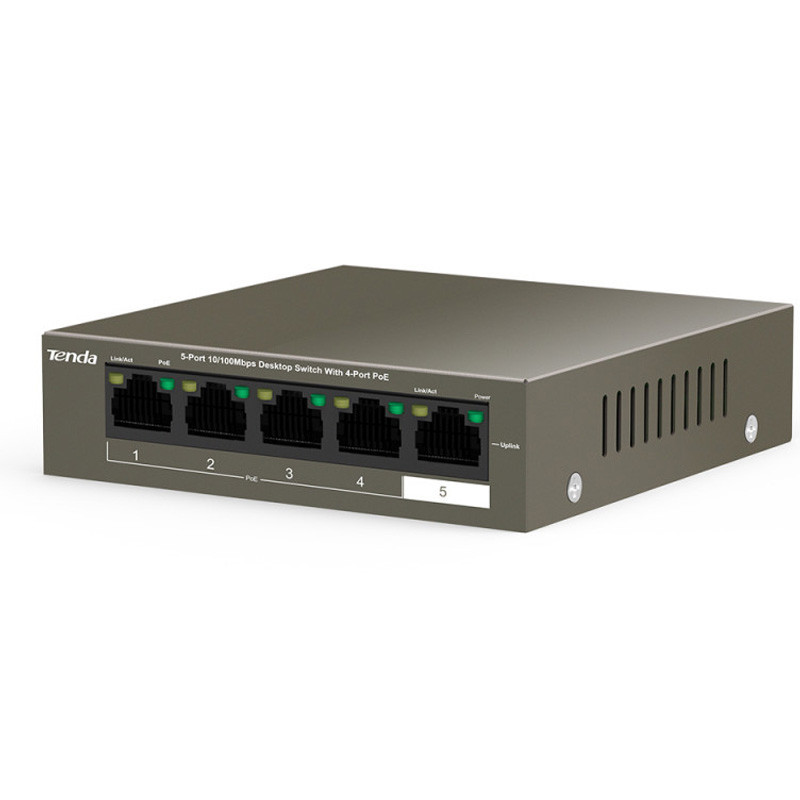 Switch De Bureau Tenda TEF1105P-4-63W 5 Ports 10/100 Mbps Marron en Tunisie