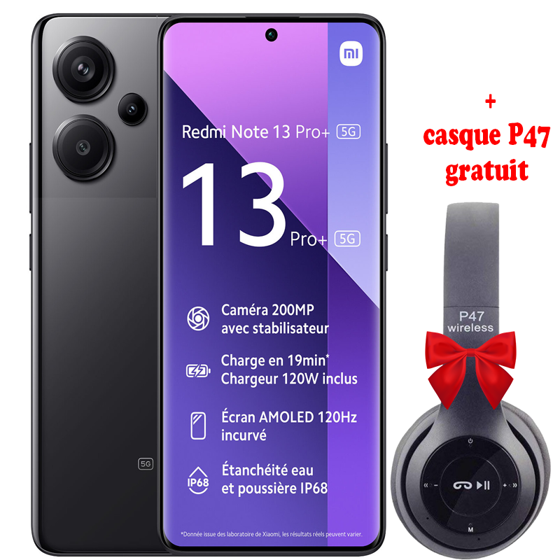 Smartphone Xiaomi Redmi Note 13 Pro Plus 12Go 512Go Noir en Tunisie
