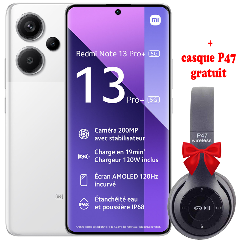 Smartphone Xiaomi Redmi Note 13 Pro Plus 12Go 512Go Blanc en Tunisie