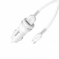 Chargeur Voiture Hoco + Câble USB Vers Micro USB Blanc