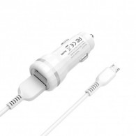 Chargeur Voiture Hoco + Câble USB Vers Micro USB Blanc