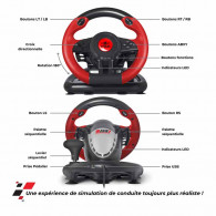 Volant de Course Et Pédale Spirit Of Gamer Pro 1 Pour PC Rouge Volant de Course Et Pédale Spirit Of Gamer Pro 1 Pour PC Rouge